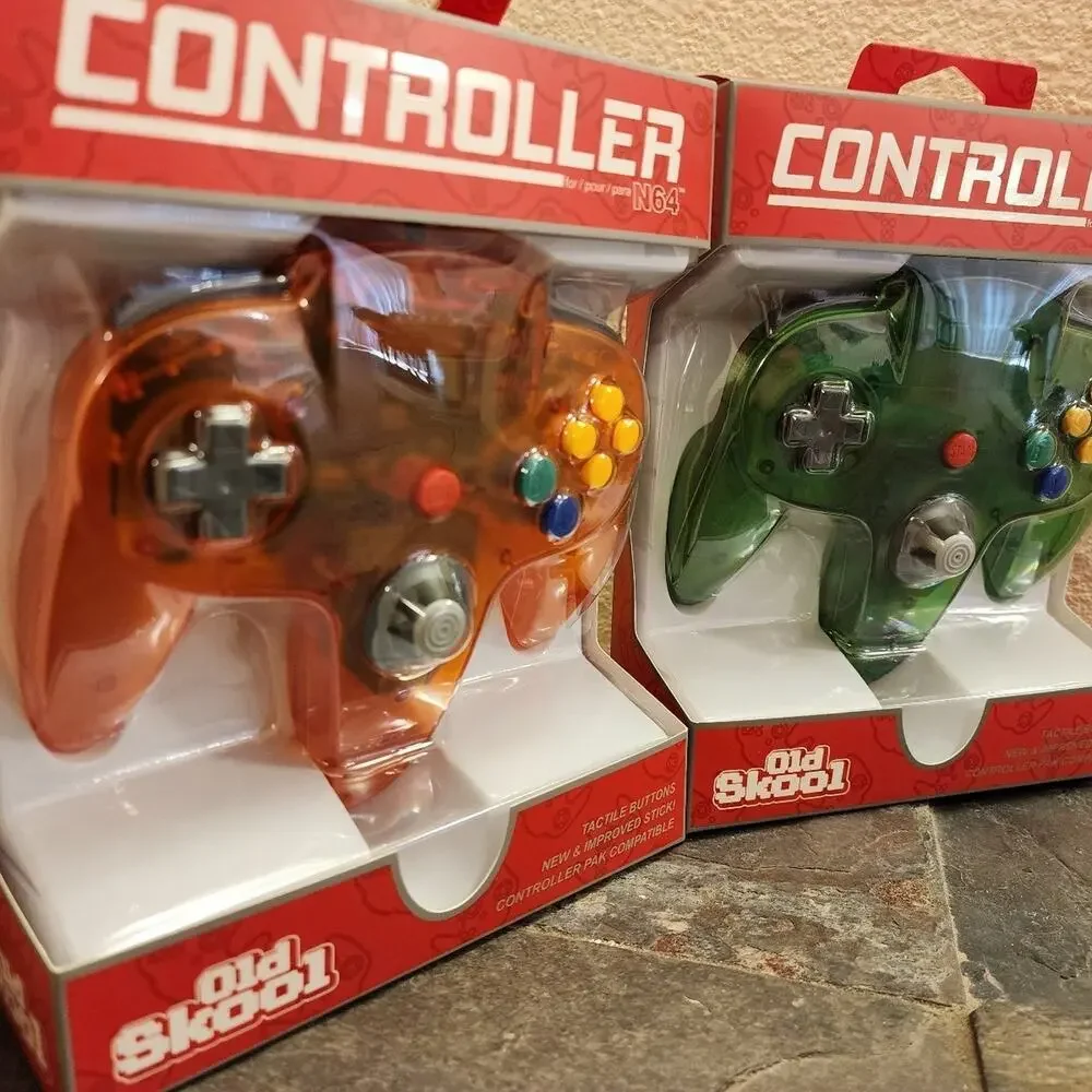 2 N64 Controllers - Fire Orange & Jungle Green (NEW) Nintendo64, Funtastic Color